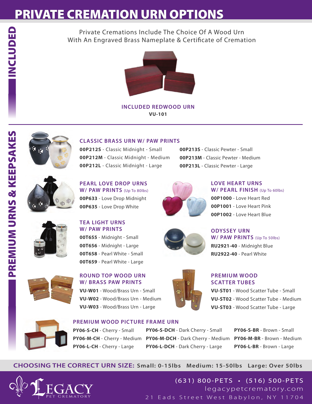 Partner urn options PDF preview